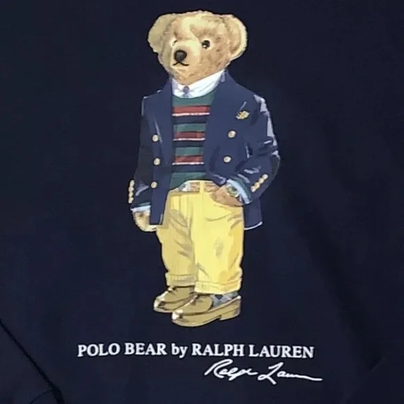 Ralph Lauren Navy Blue Hoodie with Bear Graphic - Picture 6 of 7